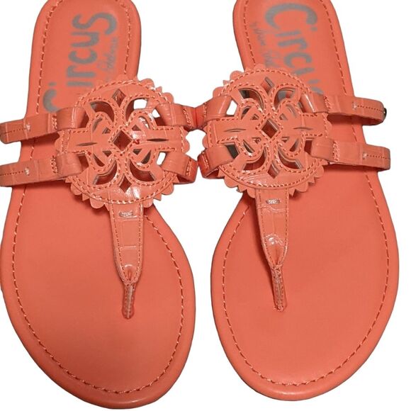 Circus Sam Edelman Canyon orange faux patent leather flip flop sandals 7.5M - Picture 9 of 9
